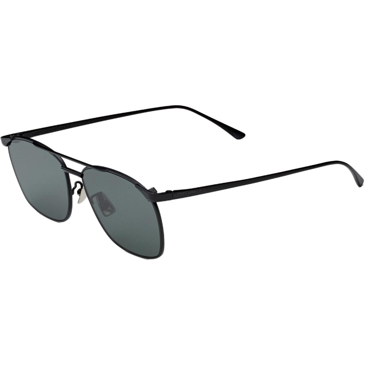 

SAINT LAURENT Металлические авиаторские солнцезащитные очки унисекс черные, Black