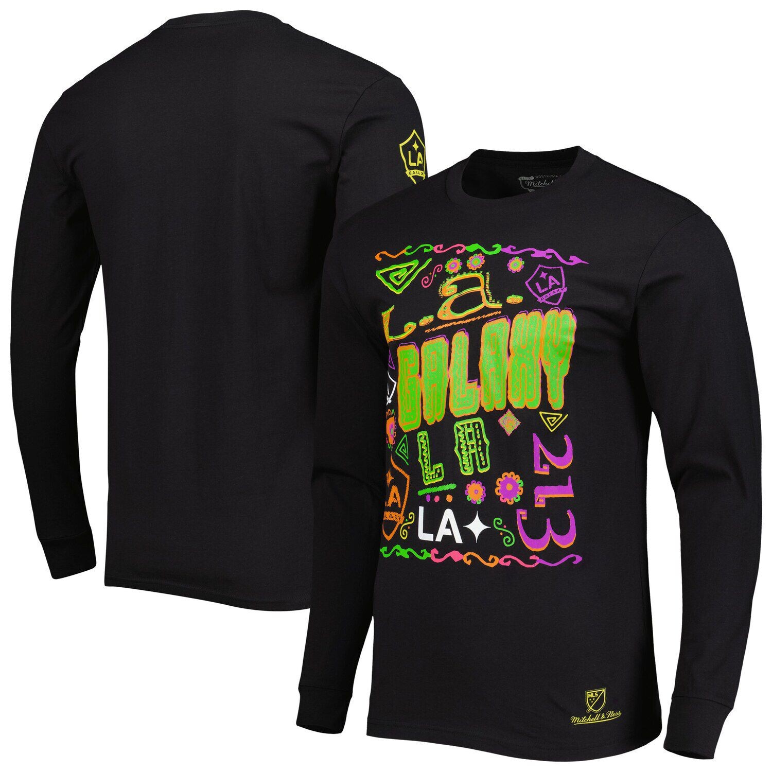 

Мужская черная футболка с длинным рукавом Mitchell & Ness LA Galaxy Papel Picado, Черный, Мужская черная футболка с длинным рукавом Mitchell & Ness LA Galaxy Papel Picado