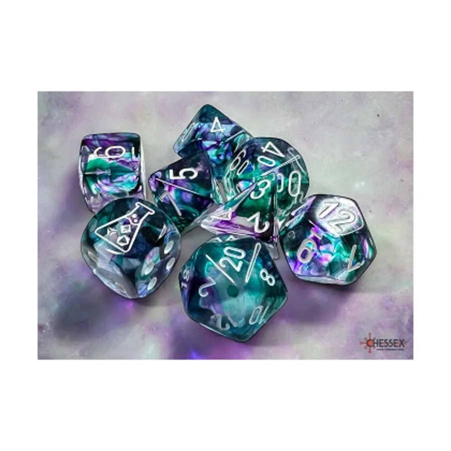 

Poly Set Nebula Fluorite с белым (8), Dice - Lab - Poly Sets (Chessex)