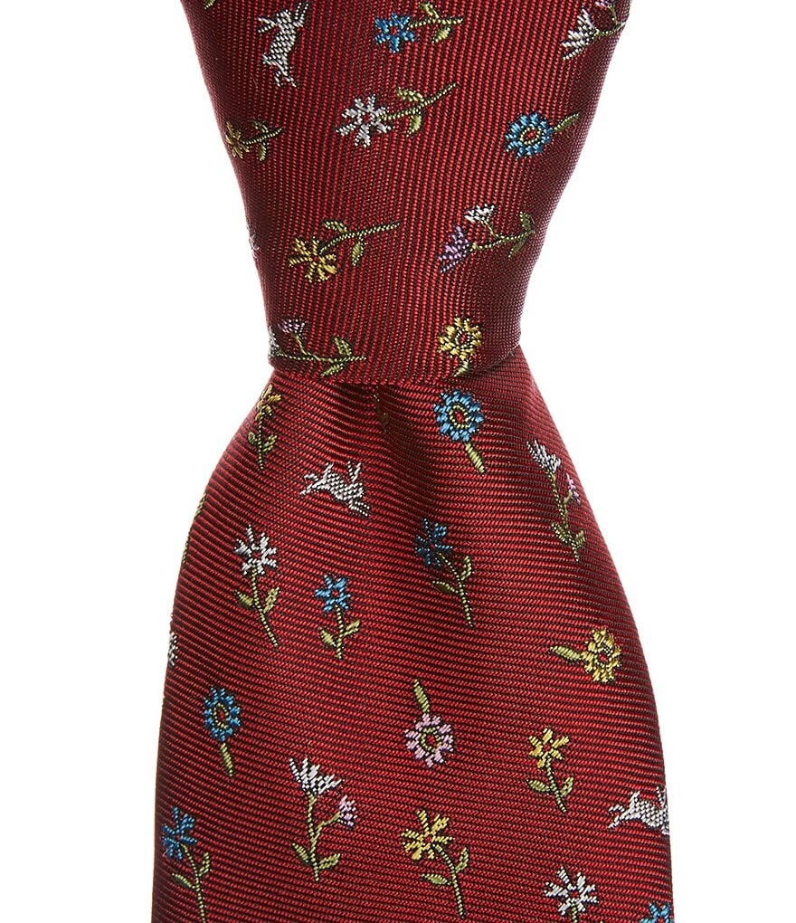 

Пол Смит Цветочный/Кролики 3.14Тканый шелковый галстук Paul Smith, красный