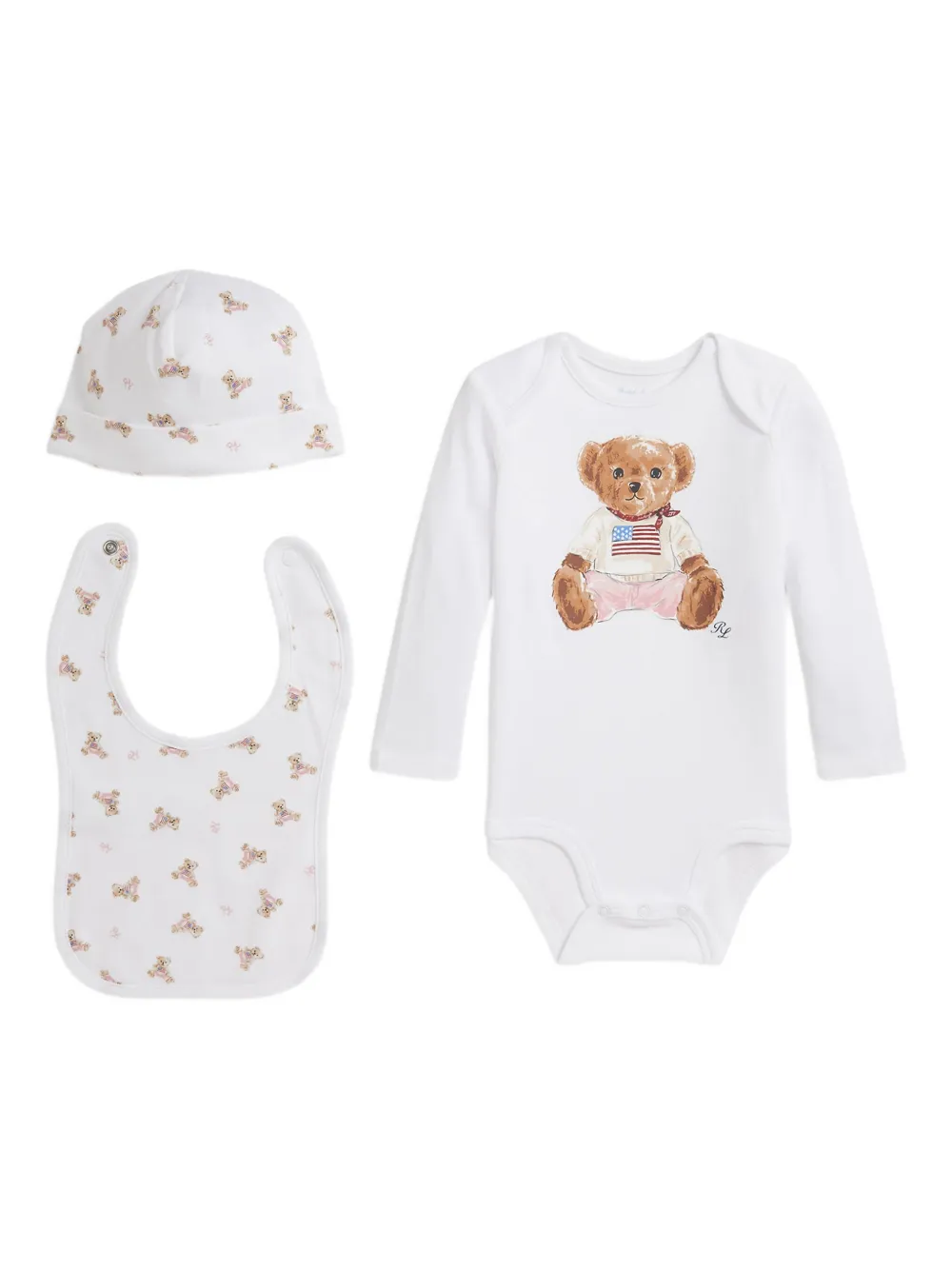 

Комплект для новорожденного с принтом Polo Bear POLO RALPH LAUREN KIDS, белый