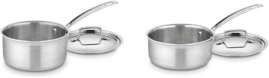 

Cuisinart Multi Clad Pro Кастрюля из нержавеющей стали на 2 литра с крышкой и Multi Clad Pro Кастрюля из нержавеющей стали на 1-1/2 литра с крышкой, Silver