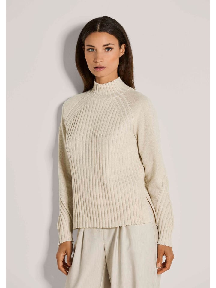 

MADELEINE Блестящий вязаный свитер со стойкой, жемчужно-белого/серебристого цвета