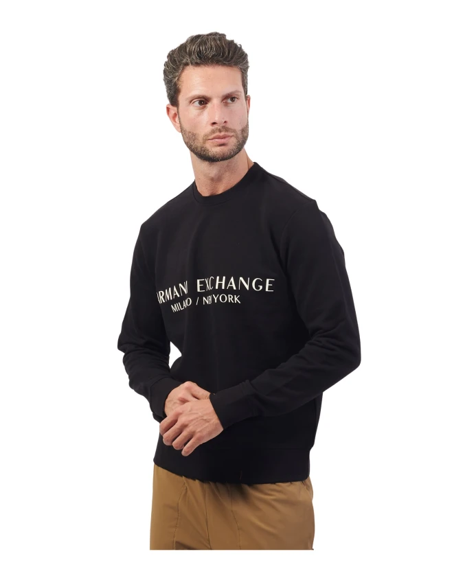 

Эластичный свитер из французской махры Armani Exchange, черный