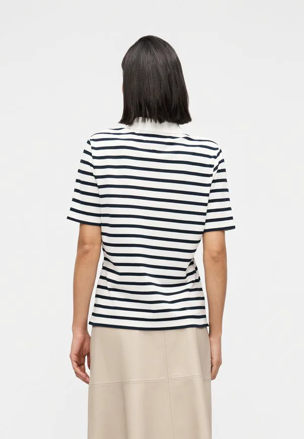 Рубашка-Поло из пике стандартного кроя 1985 года Tommy Hilfiger, Breton Ecru/Dark Night Navy Stp — фото 3