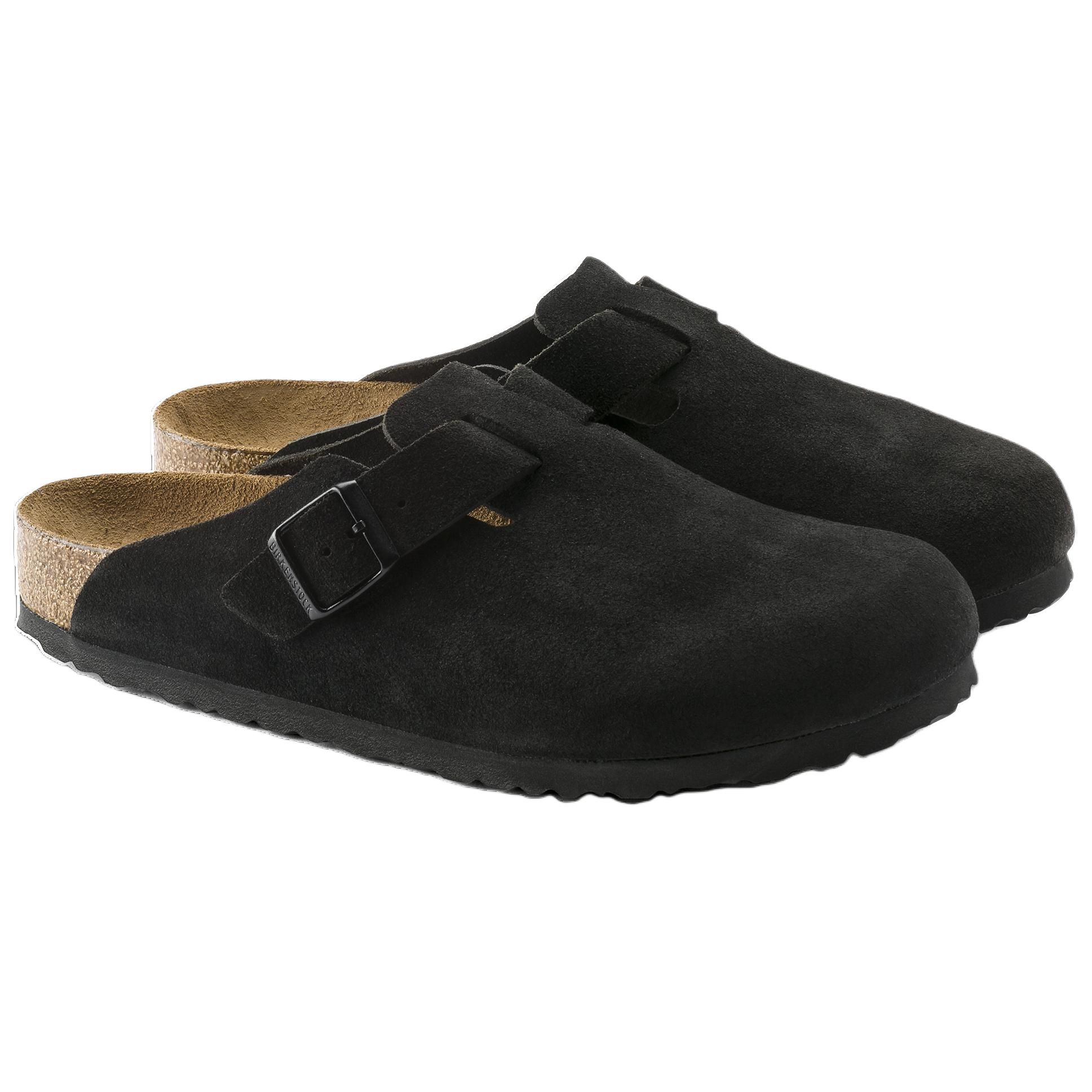 Бостонская замшевая модель Birkenstock 'Black' с мягкой стелькой — фото 3