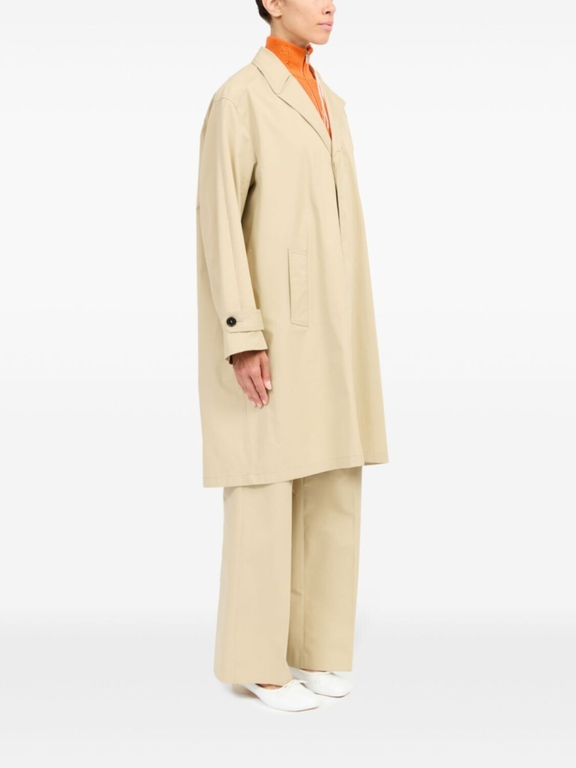 Однобортное пальто MM6 Maison Margiela, нейтральный цвет — фото 3