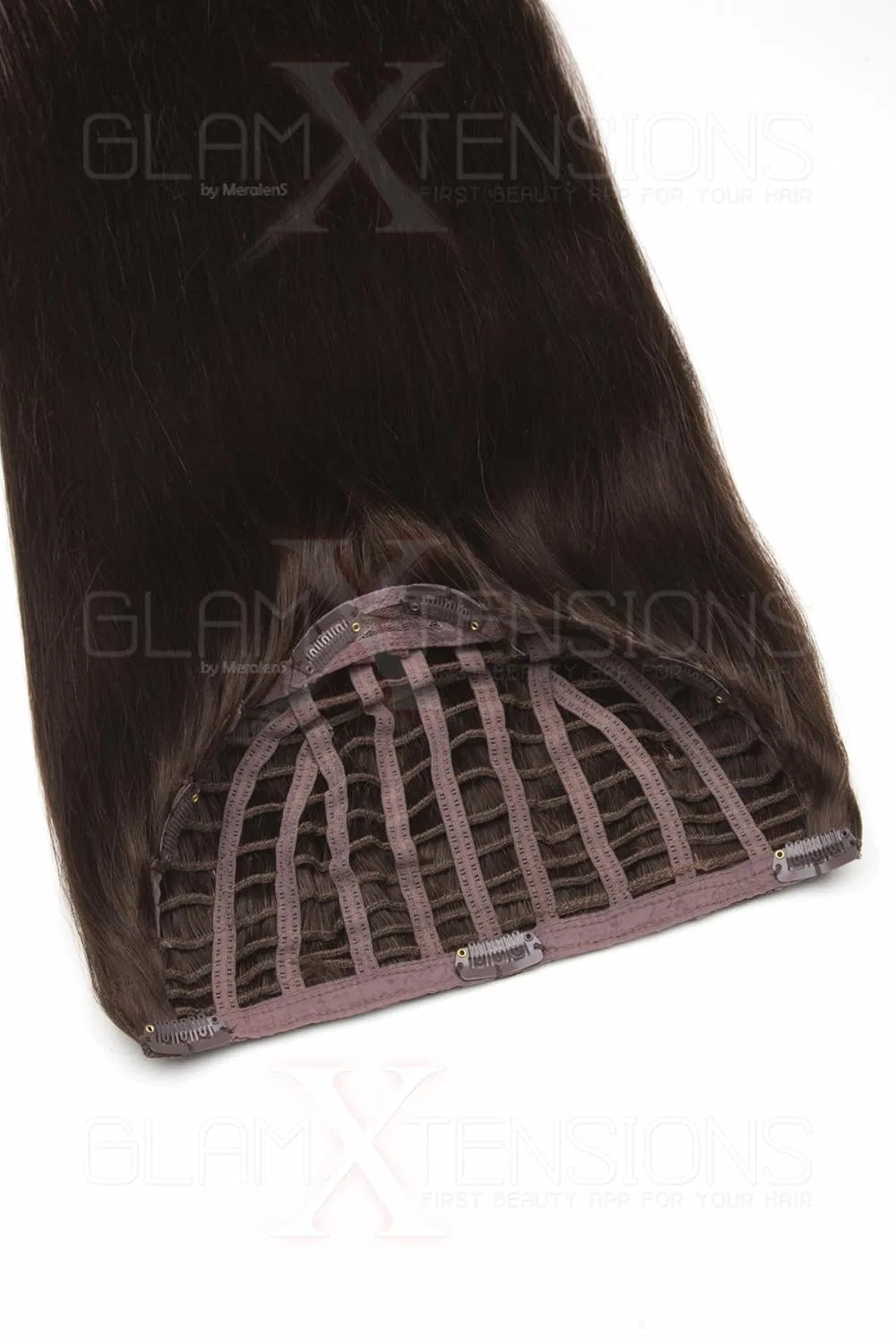 Накладные пряди GlamXtensions Clip-In из натуральных волос Remy, 50 см Glamxtensions, No. 02 Dark Brown — фото 2