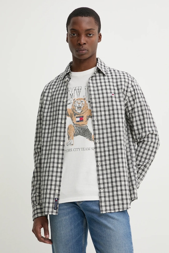 

Хлопковая рубашка Tommy Jeans, серый