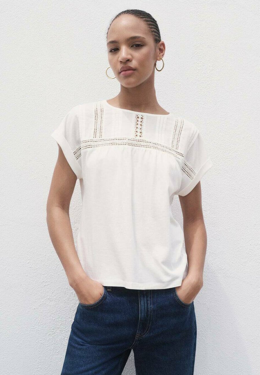 

Футболка Mango Print T-shirt, Off-White, Белый, Футболка Mango Print T-shirt, Off-White