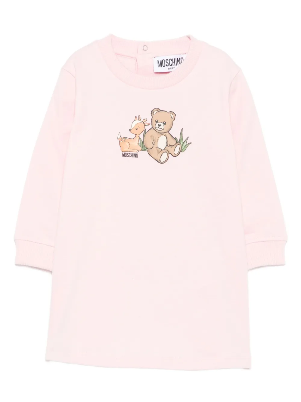 

Платье с круглым вырезом и принтом оленя Moschino Kids, розовый
