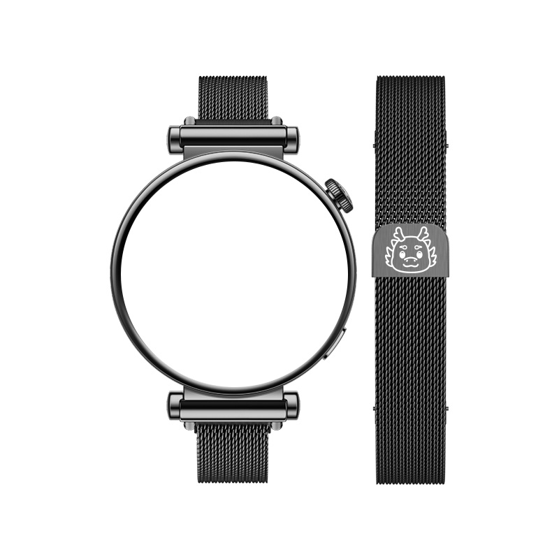 

Ремешок для часов Huawei, совместимый с металлом, 46 мм CHENSONG, Little Dragon Head-Slim Beige Blue Laser Strap[Black]