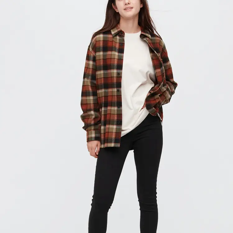 Рубашка унисекс оранжевая Uniqlo, оранжевый — фото 3