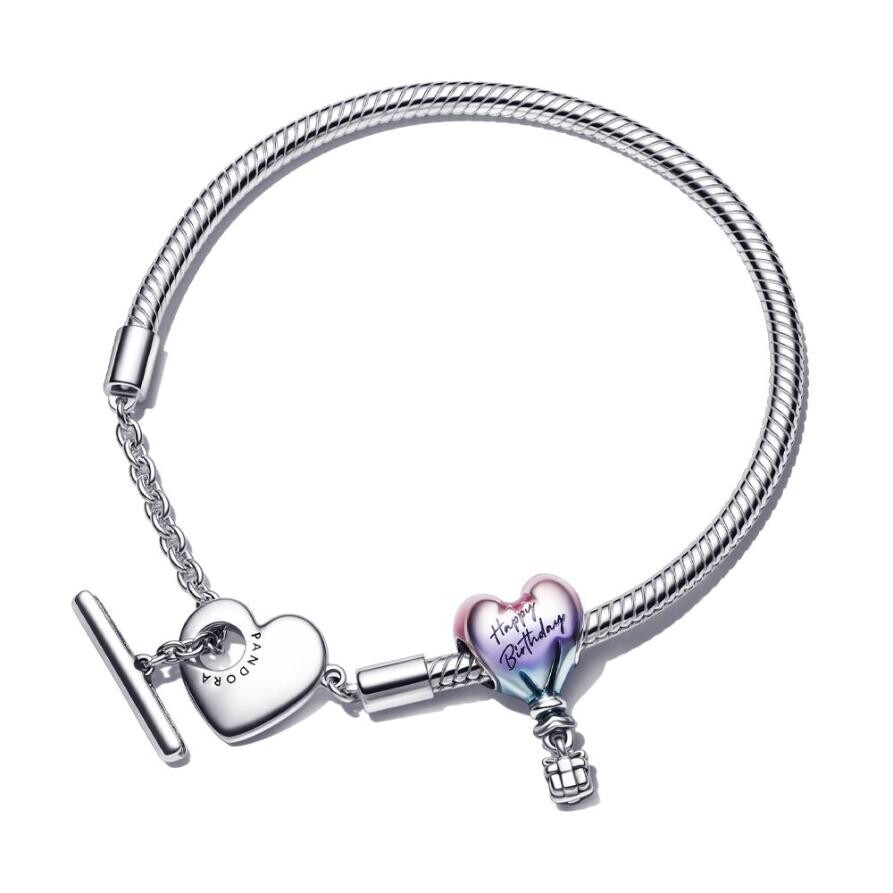 

Ювелирный набор Happy Birthday Balloon T-Bar Heart Bracelet Set Pandora, стерлинговое серебро