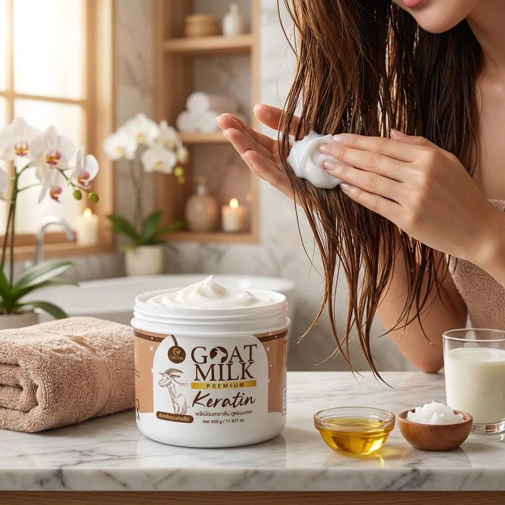 Маска для волос Carista Keratin Goat Milk Premium 500 г с аргановым, кокосовым маслом и витамином B5 Alibooster — фото 2