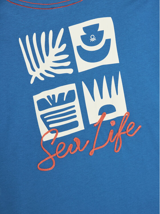 Футболка oversize 3I1XC10P4 United Colors Of Benetton, синий — фото 3