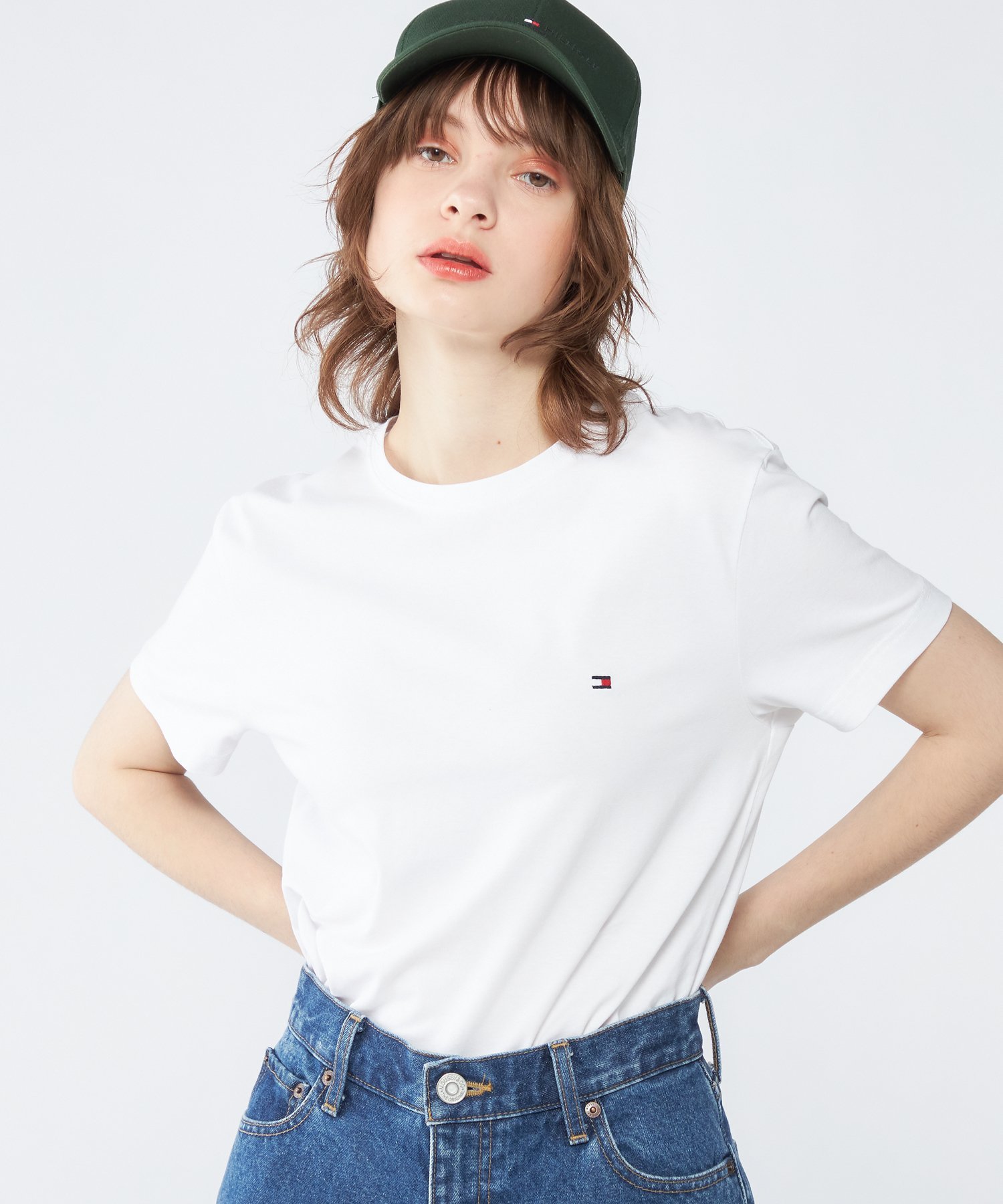 Футболка TOMMY HILFIGER с круглым вырезом и логотипом One-Point, свободного кроя, White YBR — фото 2