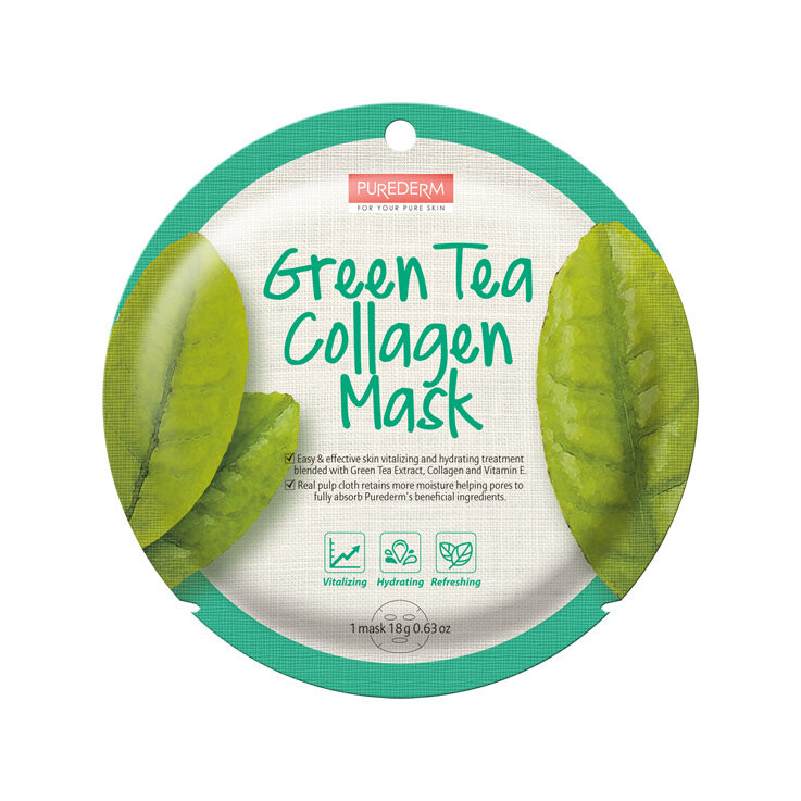 

Purederm, Green Tea Collagen Mask Коллагеновая тканевая маска Green Tea 18г