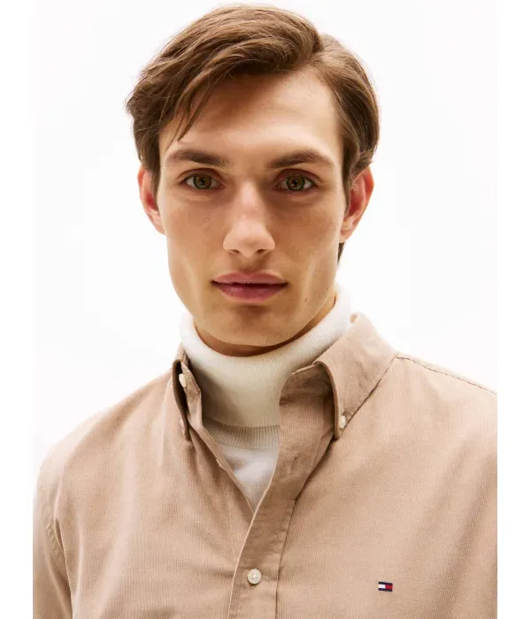 Вельветовая рубашка regular fit Tommy Hilfiger, бежевый — фото 4