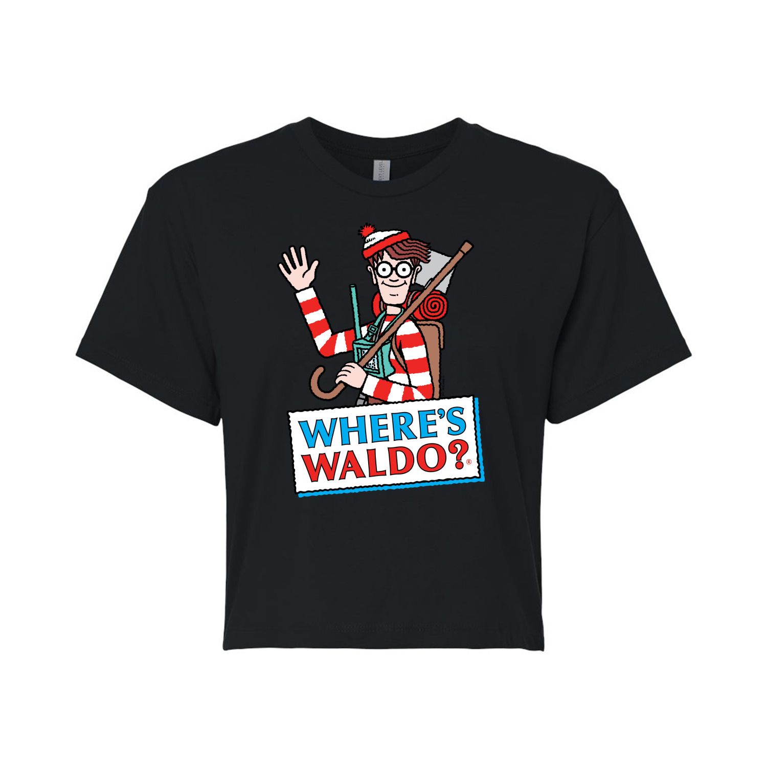 

Укороченная футболка для юниоров с логотипом Where's Waldo Licensed Character, черный