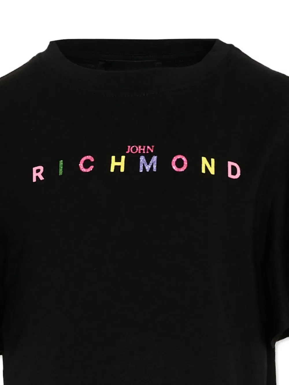 Платье с оборками на рукавах и логотипом John Richmond Junior, черный — фото 3