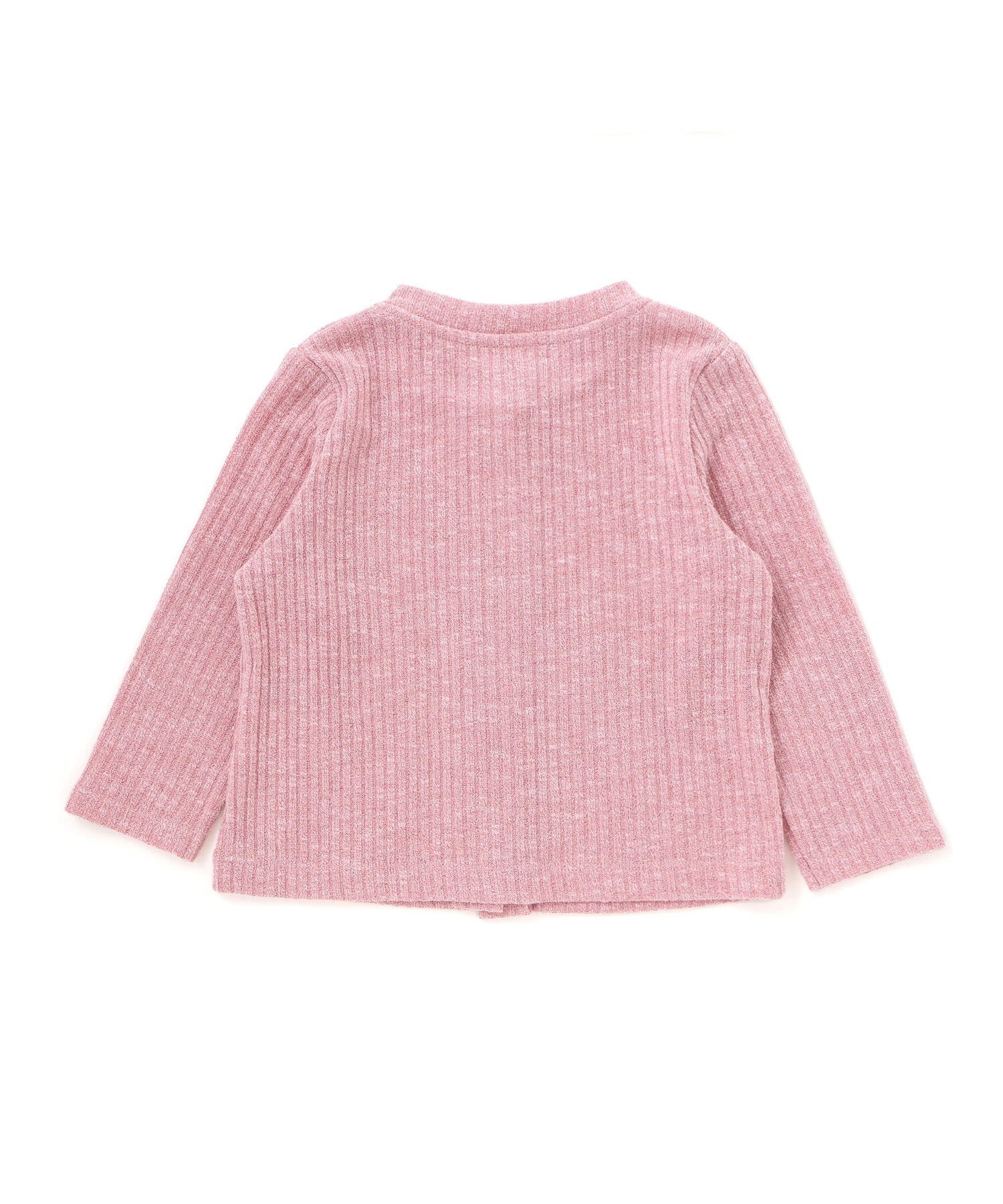 Кардиган с длинными рукавами из меланжевой махровой ткани (80-100 см) BeBe, Pink — фото 2