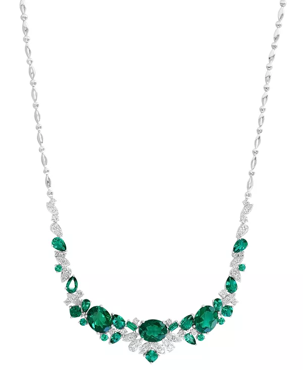 

Эффектное колье Effy из 14-каратного белого золота с выращенными в лаборатории изумрудами (13-5/8 карата) и бриллиантами (1-5/8 карата) смешанной огранки длиной 18 дюймов Effy Collection, emerald