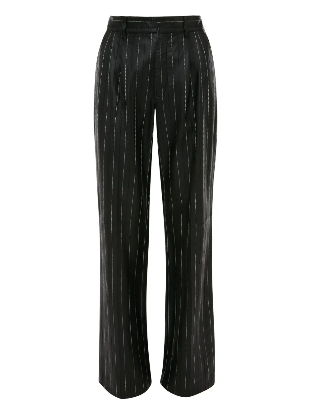 

Кожаные брюки в тонкую полоску VICTORIA BECKHAM, черный