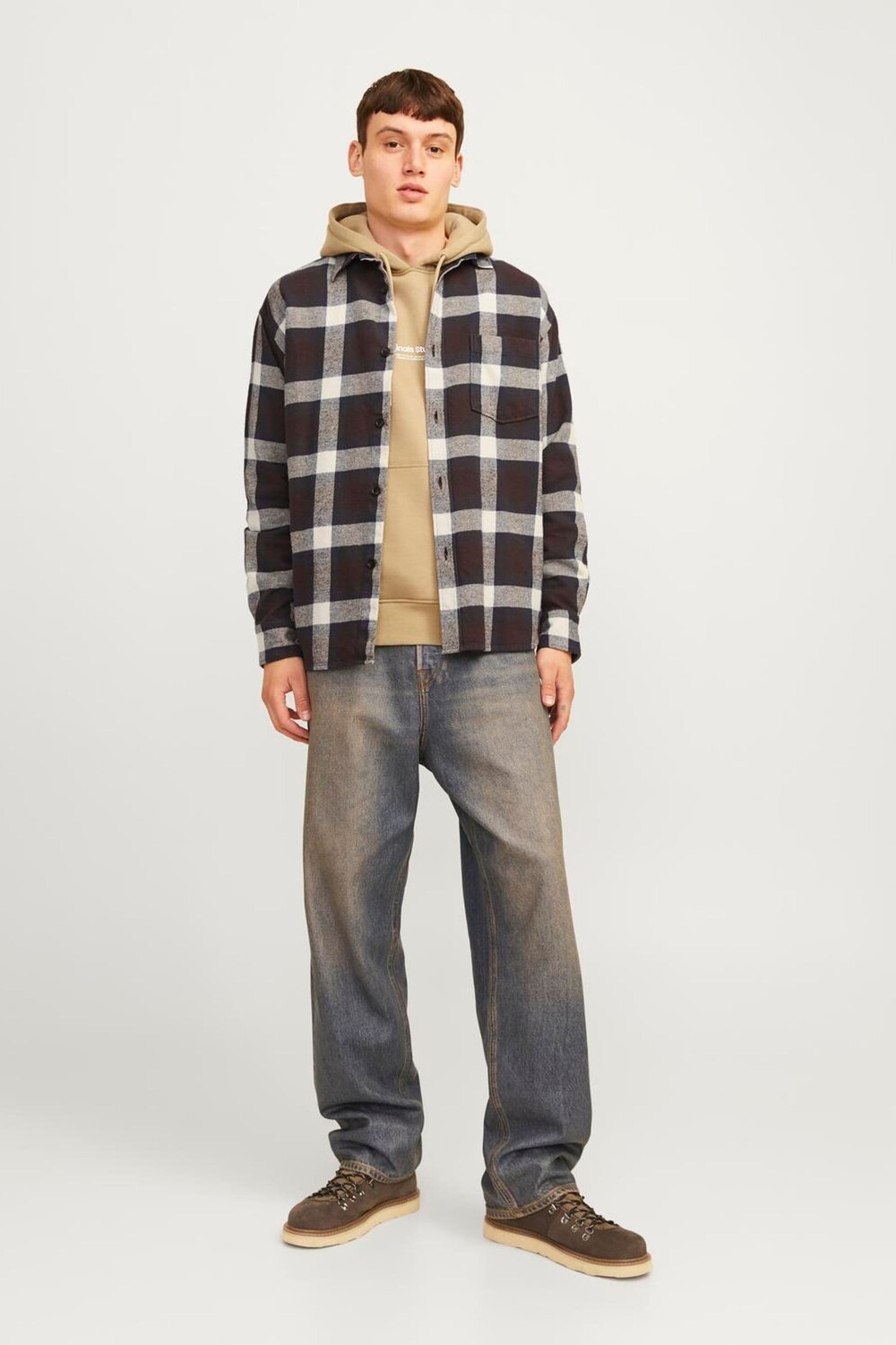 

Рубашка свободного кроя из фланели Jack & Jones, синий
