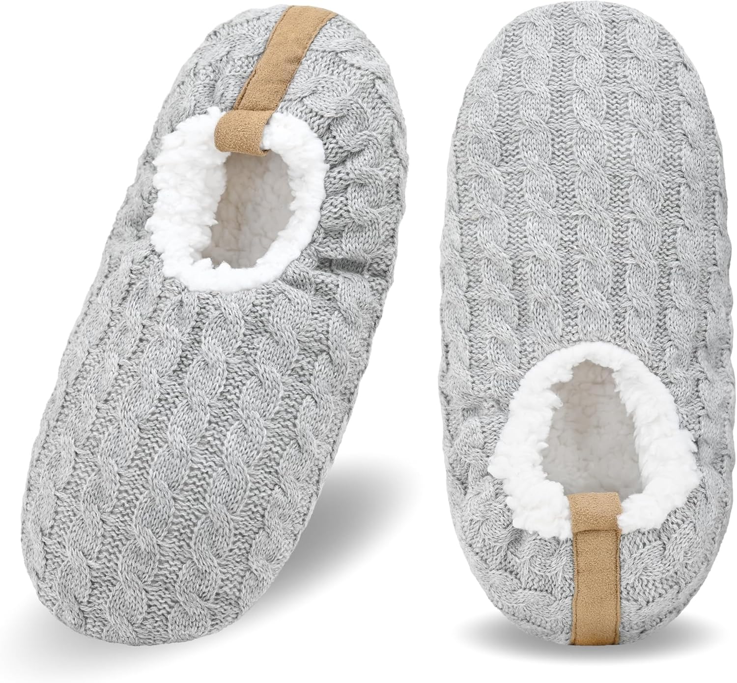 

Мужские носки-тапочки DICUIRD с нескользящей подошвой, теплые домашние носки с захватами для мужчин, пушистые вязаные тапочки, серый