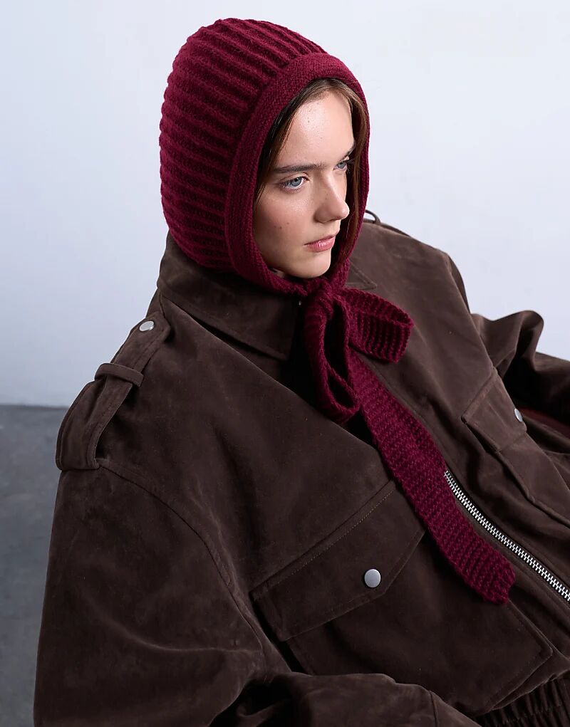 

Капюшон Topshop Bella с завязкой в ​​бордовом цвете