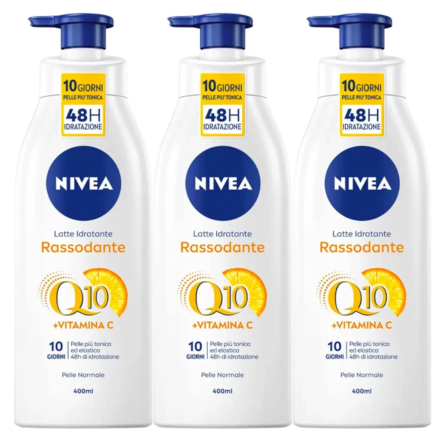 Увлажняющее молочко для тела Q10 с витамином С от Nivea, 3 бутылки по 400 мл Nivea