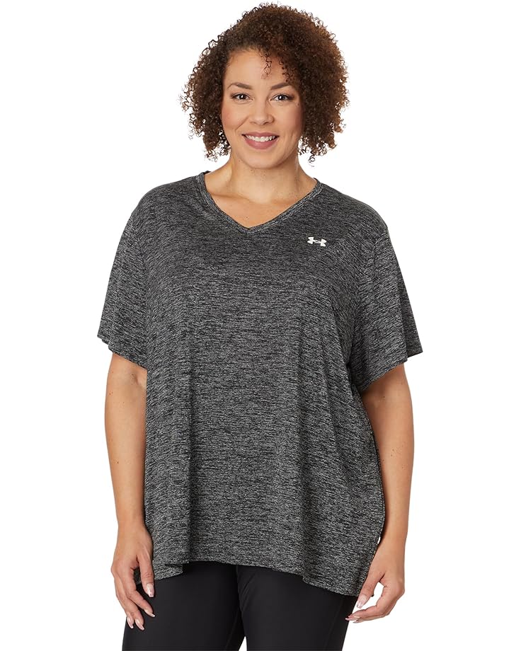 

Футболка Under Armour Plus Size Tech Short Sleeve V-Neck Twist, черный/белый