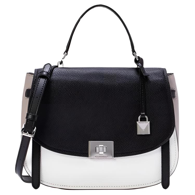 

MICHAEL KORS Сумка Cassie Leather Handbag Large женская черная белая мультиколор