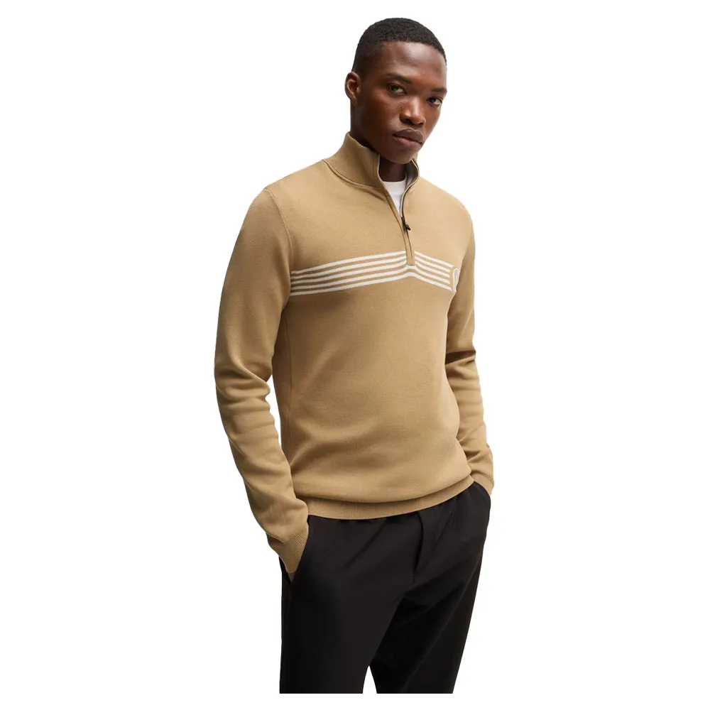 

Свитер BOSS Open 24 half zip, бежевый