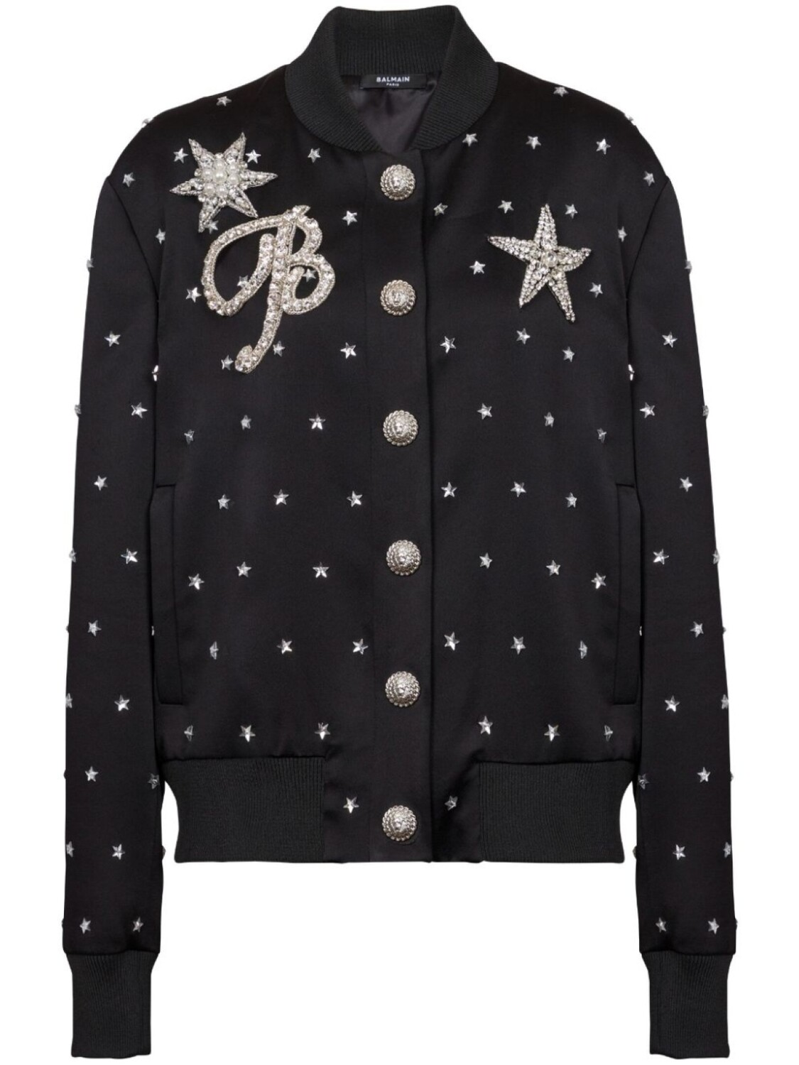 

Balmain бомбер Stars с вышивкой, черный