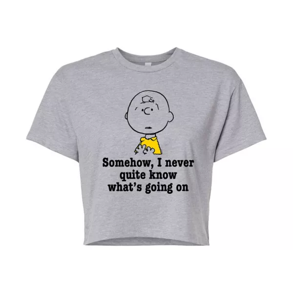

Укороченная футболка Juniors Peanuts Charlie Brown «Что происходит» Licensed Character, серый