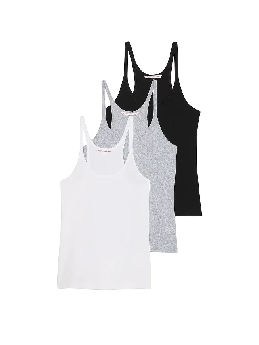 

Комплект из 3 маек Racerback Victoria'S Secret, черный/белый/серый
