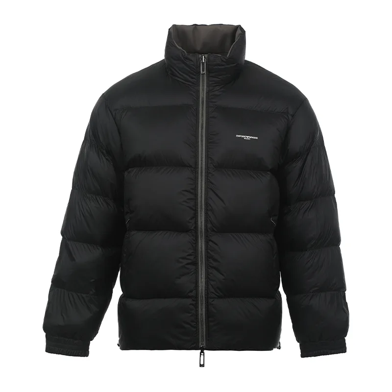 Куртка с логотипом на накладке EMPORIO ARMANI, черный/серый