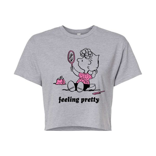 

Укороченная футболка с надписью "Peanuts Sally Feeling Pretty" от Juniors Licensed Character, серый