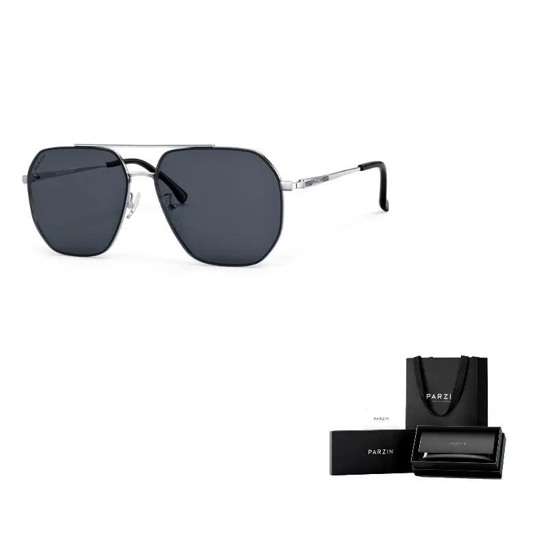 

PARZIN Авиаторские солнцезащитные очки мужские, Silver Frame with Black Gray Lens