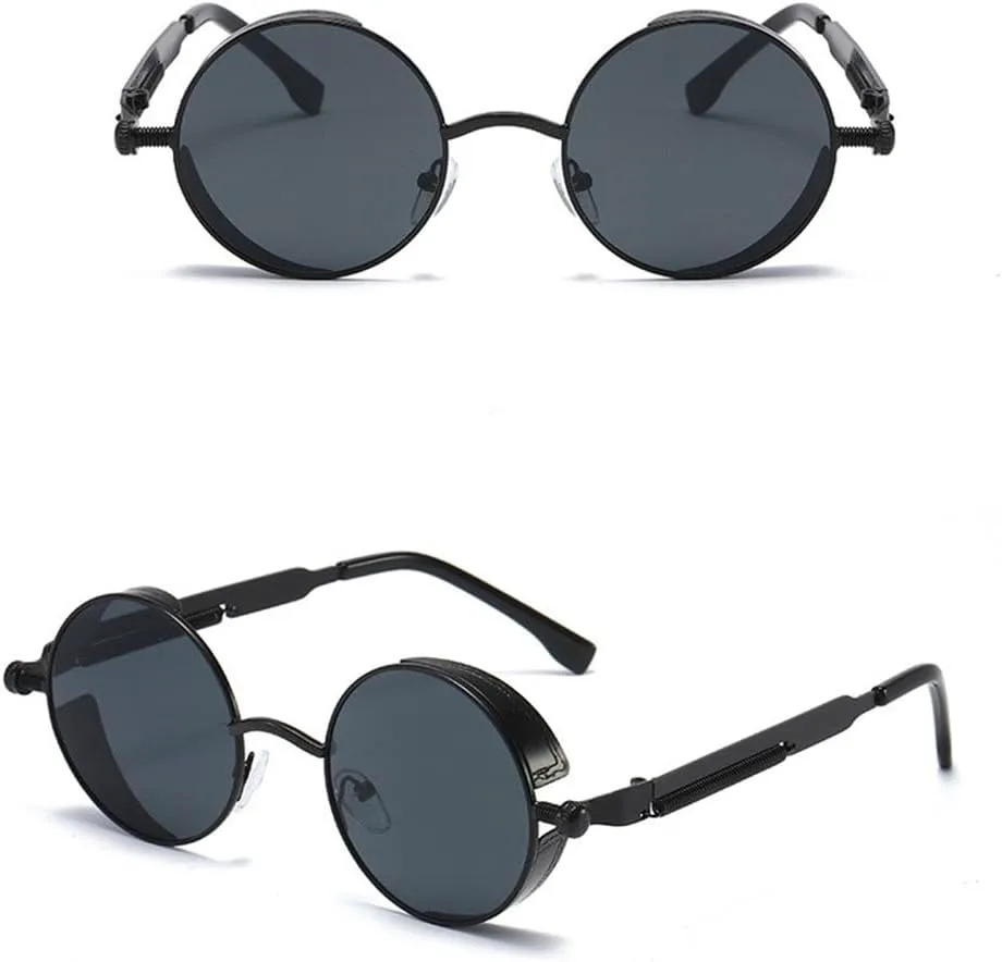 

Металлические солнцезащитные очки в стиле стимпанк для мужчин и женщин, модные круглые очки, винтажные солнцезащитные очки высокого качества HVTVTLA, Silver Red