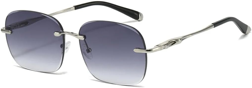 

Ретро безрамочные солнцезащитные очки овальной формы с градиентным переходом для женщин, стильные и модные, для мужчин, с защитой от УФ-излучения UV400 UATXTAU, Silvery Grey