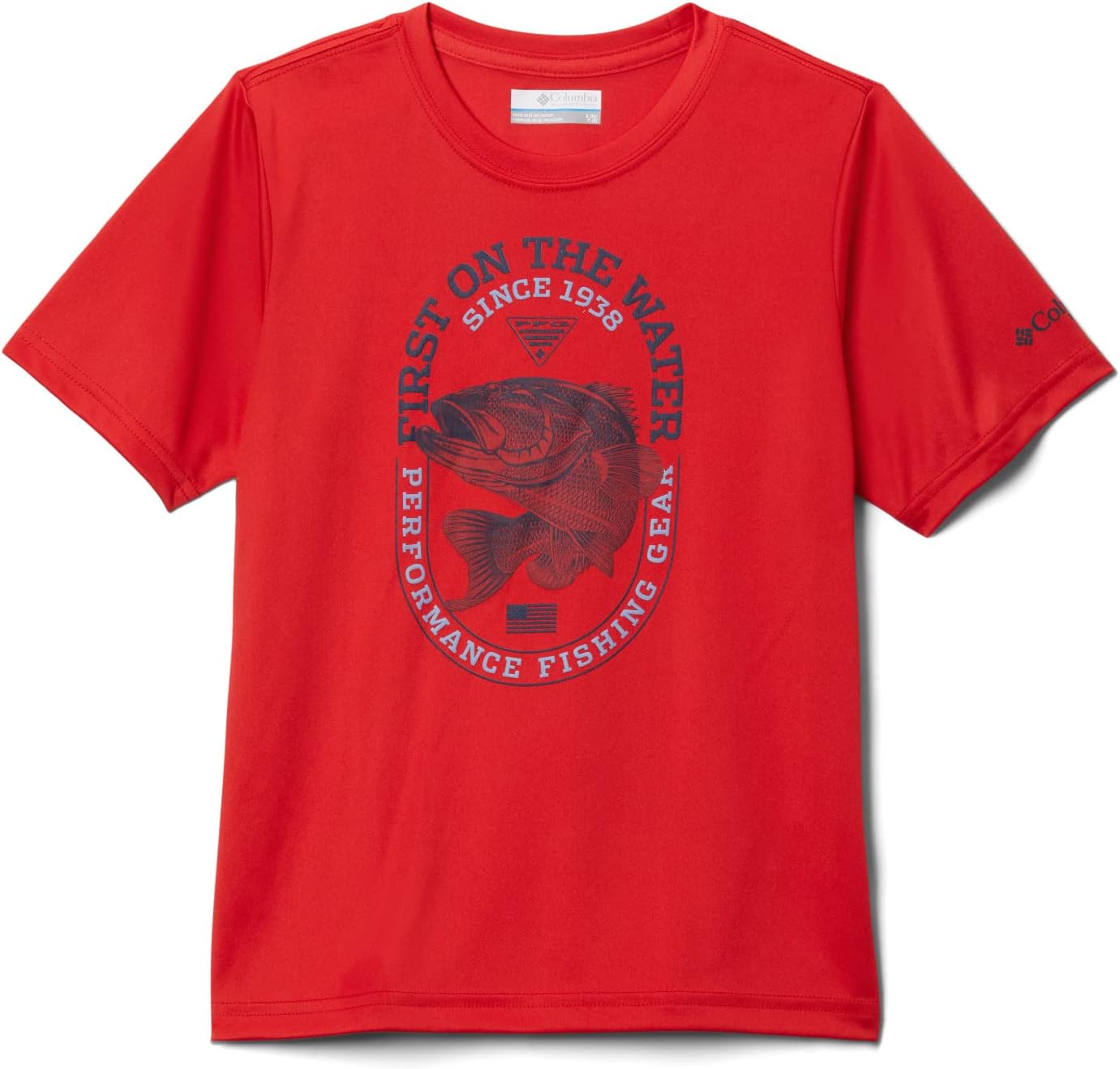 

Футболка Columbia Boys' Y Terminal Tackle PFG First on Water Ss, Red Spark/Bass, Красный, Футболка Columbia Boys' Y Terminal Tackle PFG First on Water Ss, Red Spark/Bass