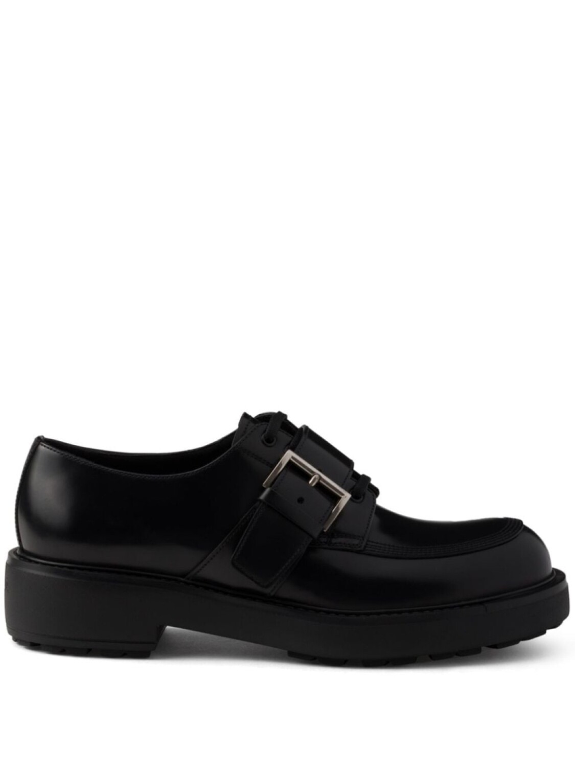 

Prada туфли дерби из матовой кожи с пряжками, черный
