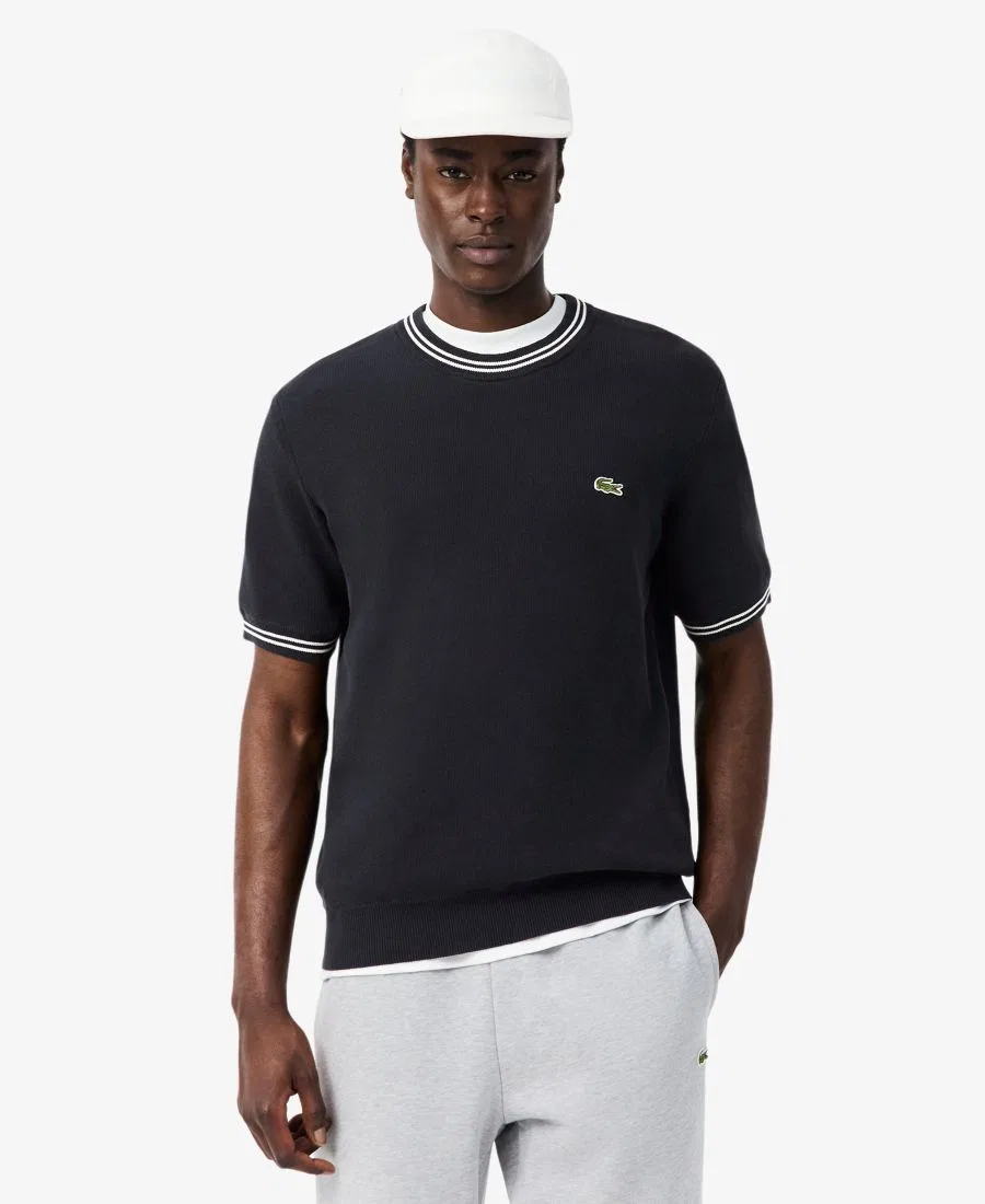 Мужской классический свитер с круглым вырезом Lacoste, Black