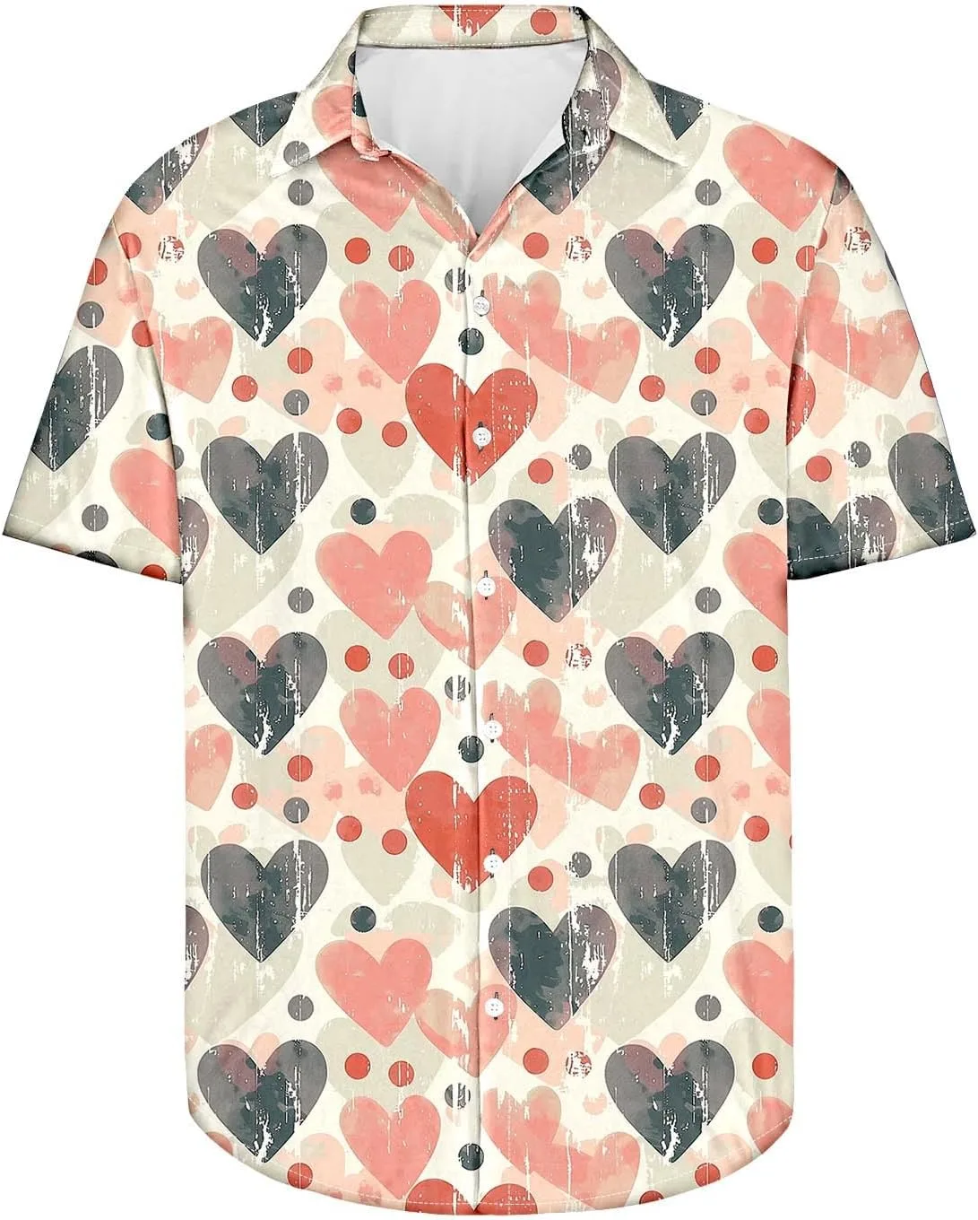 

Футболка с принтом в виде сердца для мужчин, короткий рукав, лацканы Smxrfitk