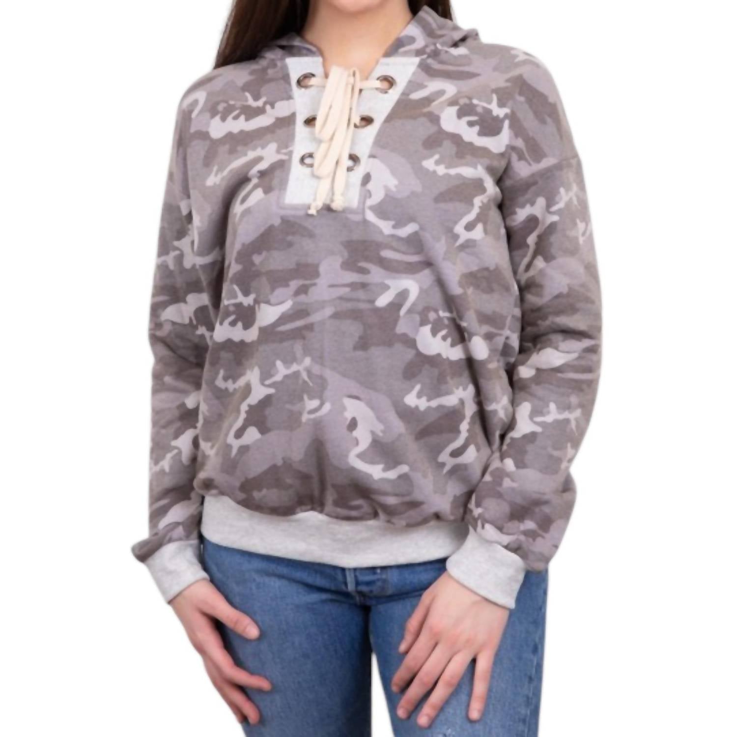 

Толстовка с капюшоном Camo в сером камуфляже honeyme, серый/хаки