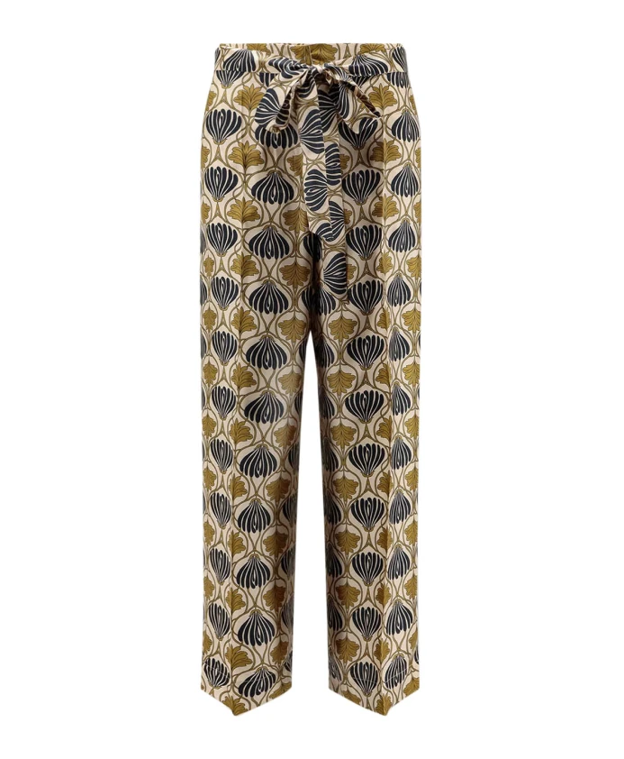 

Шелковые брюки разноцветные с поясом Max Mara, мультиколор