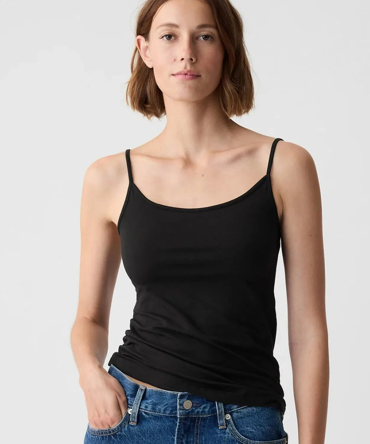 Женский топ-камисоль Gap из мягкого трикотажа, чёрный